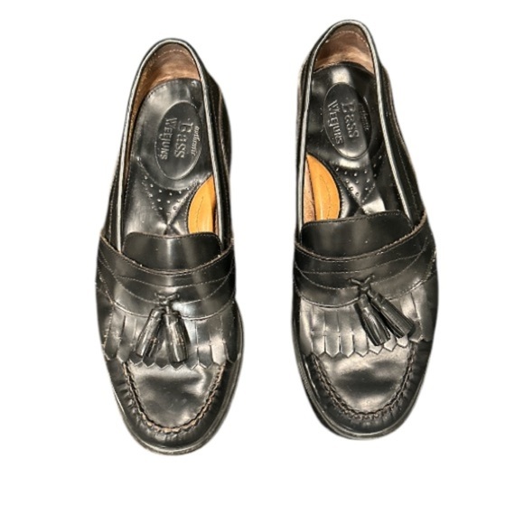 Mens G.H. Bass‎ & Co. Weejuns Black Leather Kiltie Tassel Loafers Sz  8M - Picture 1 of 9
